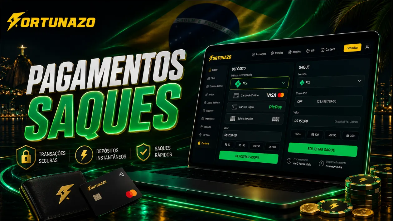 Pagamentos e saques no Fortunazo Brasil
